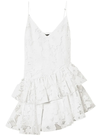 Floral-Embroidered Organza Mini Dress