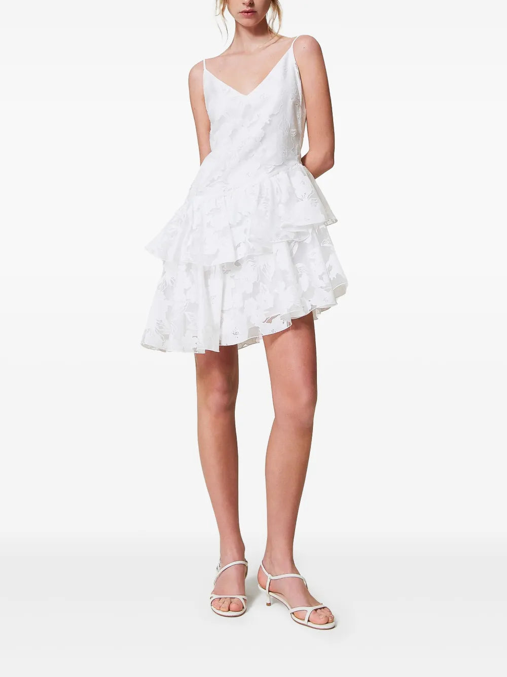Floral-Embroidered Organza Mini Dress