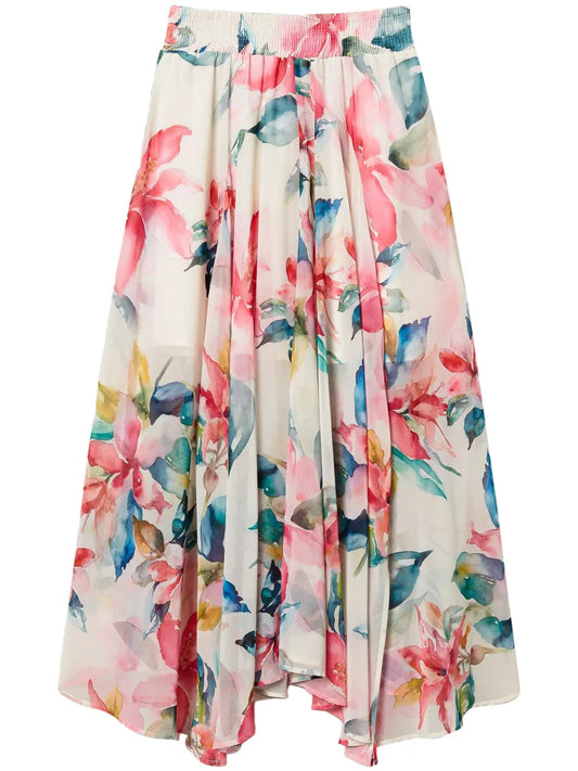 Floral-Print Skirt