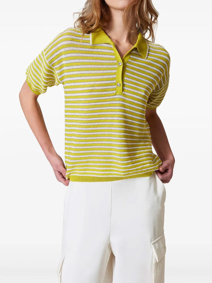 Lurex Striped Polo Shirt