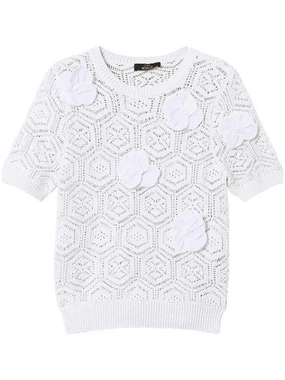 Organza-Flowers Knitted Top