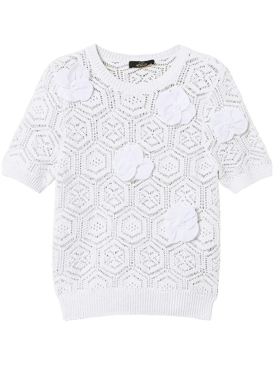 Organza-Flowers Knitted Top