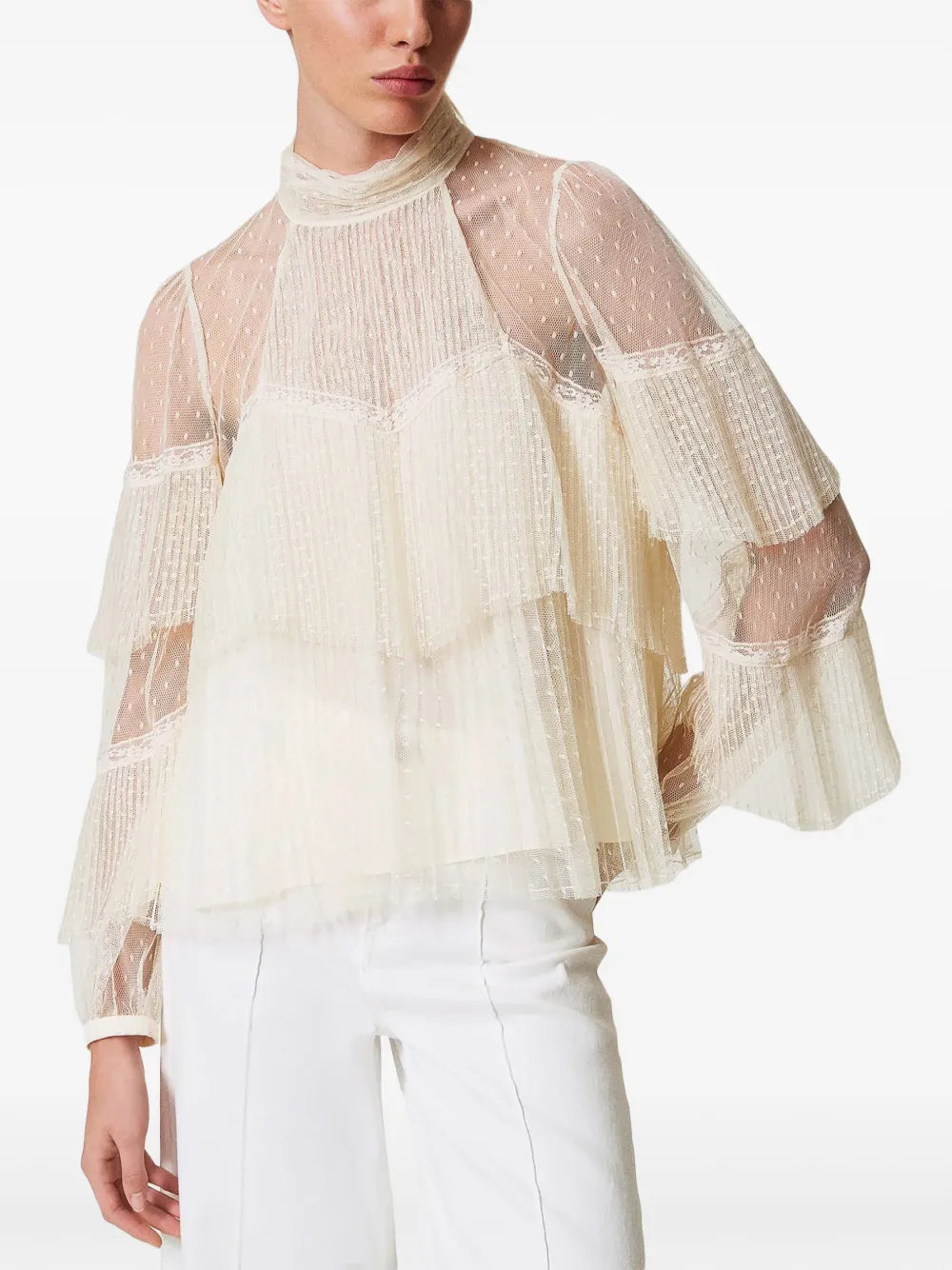 Pleated Tulle Blouse