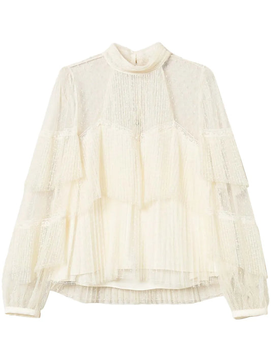Pleated Tulle Blouse