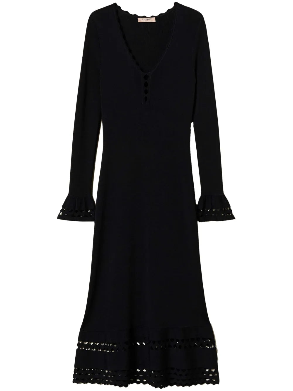 Scallop-Trim Midi Dress