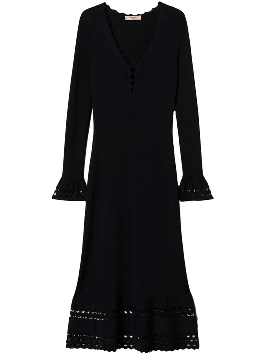Scallop-Trim Midi Dress