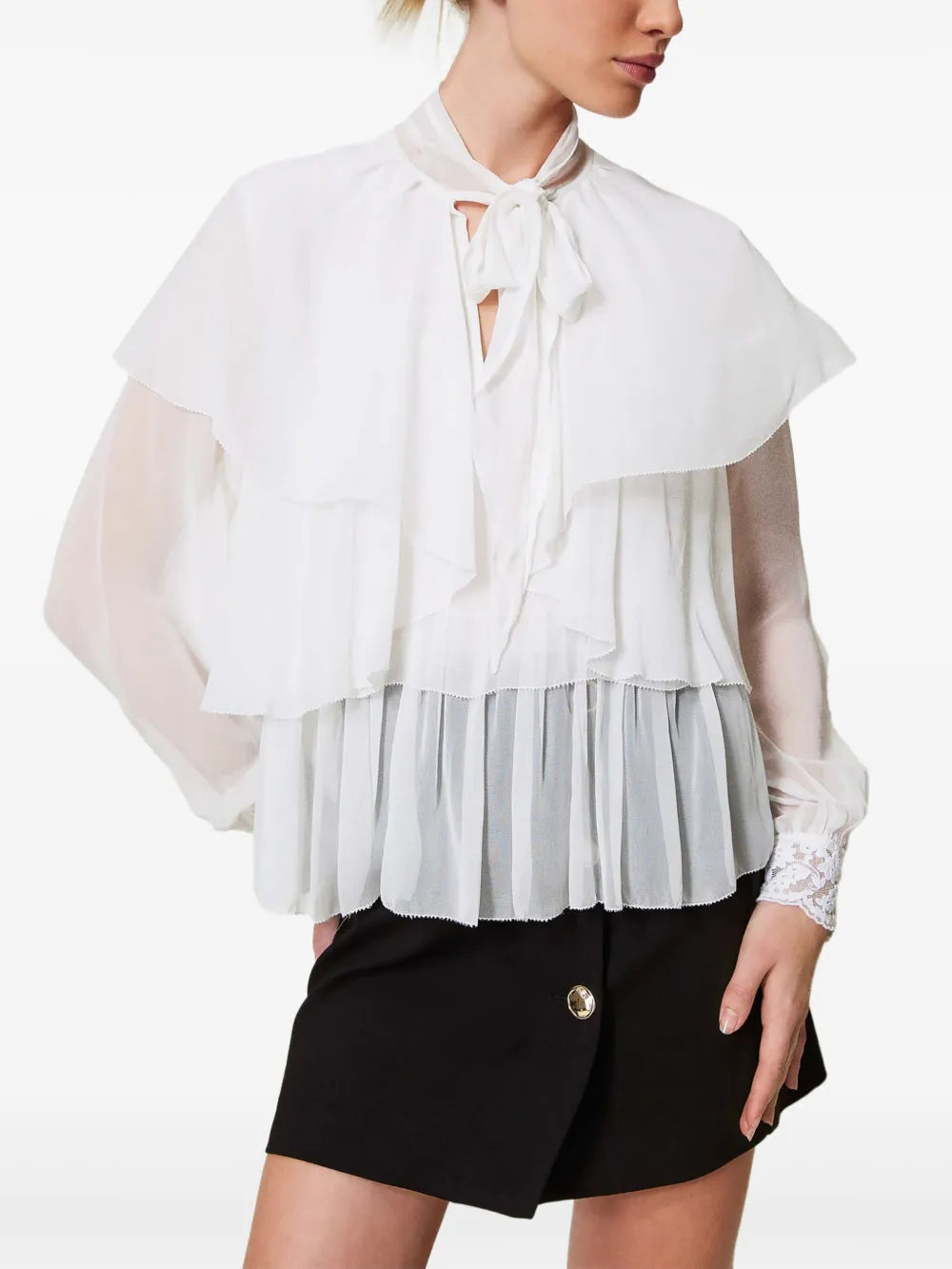 Lace-Detail Georgette Blouse