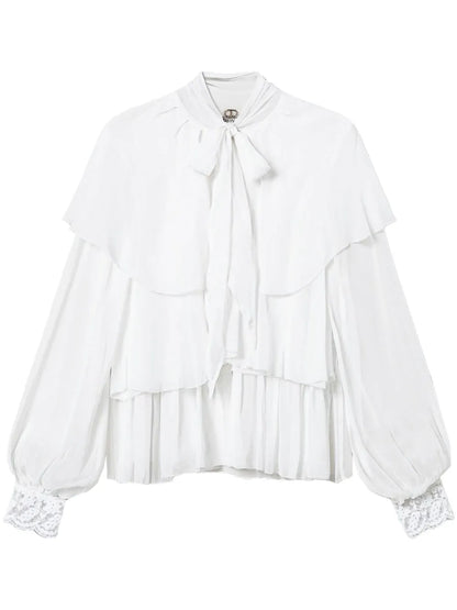 Lace-Detail Georgette Blouse