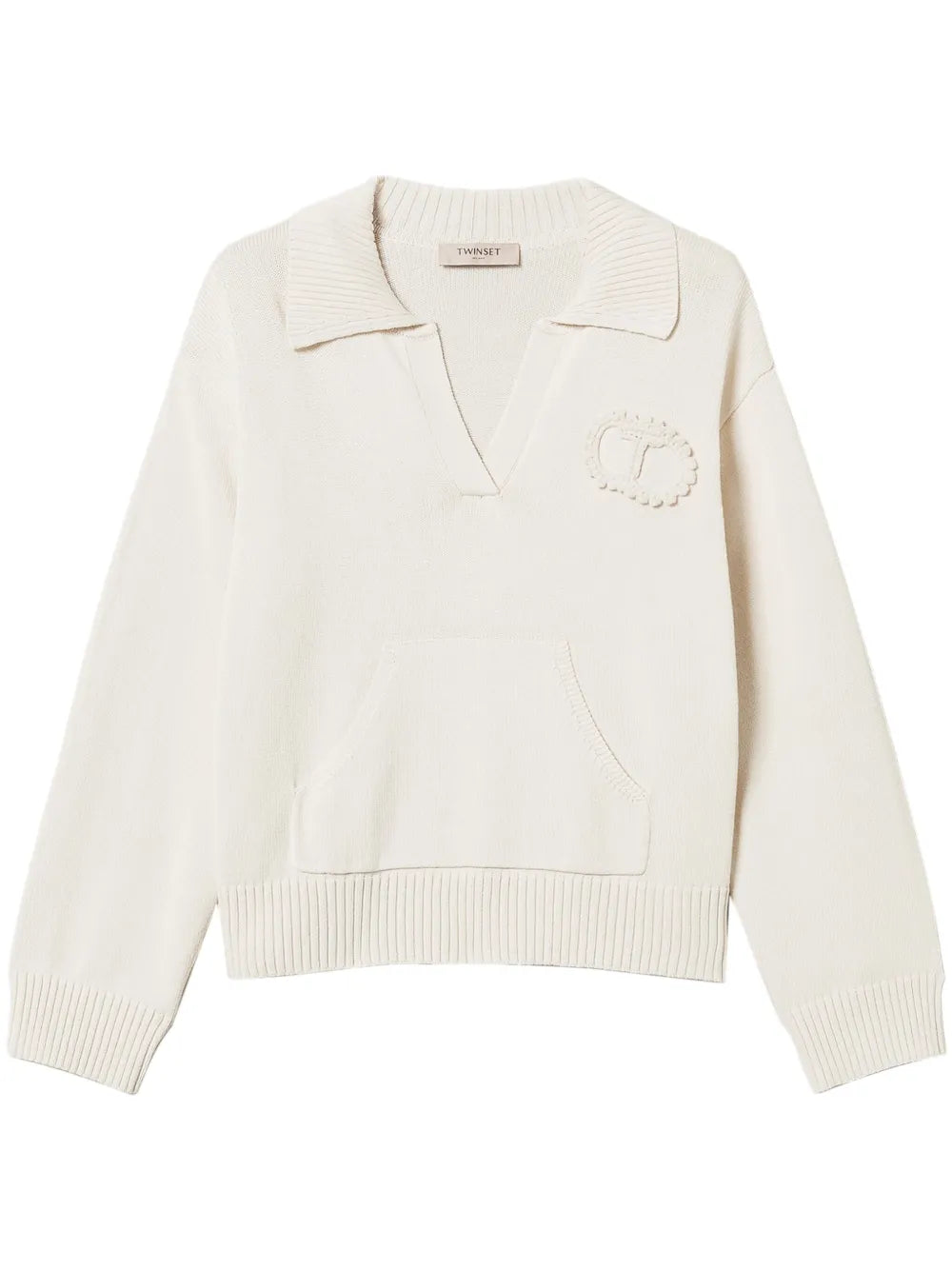 Crochet-Patch Polo Sweater