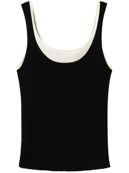 Trompe-L'Œil Fitted Knit Top