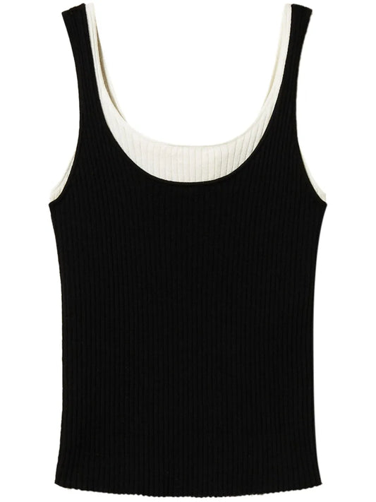 Trompe-L'Œil Fitted Knit Top