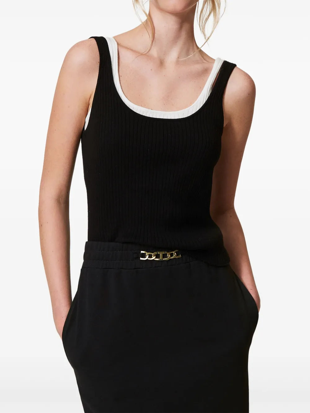 Trompe-L'Œil Fitted Knit Top