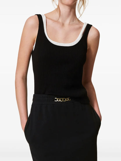 Trompe-L'Œil Fitted Knit Top