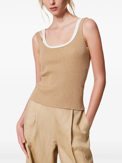 Trompe-L'Œil Fitted Knit Top