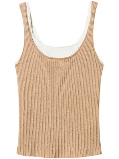 Trompe-L'Œil Fitted Knit Top