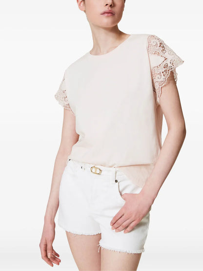 Lace-Sleeve T-Shirt
