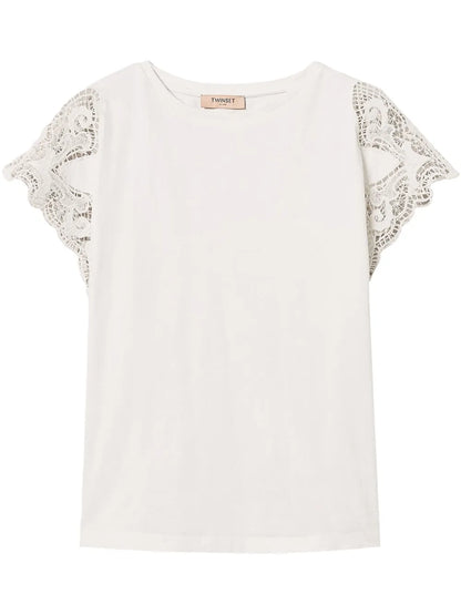 Lace-Sleeve T-Shirt