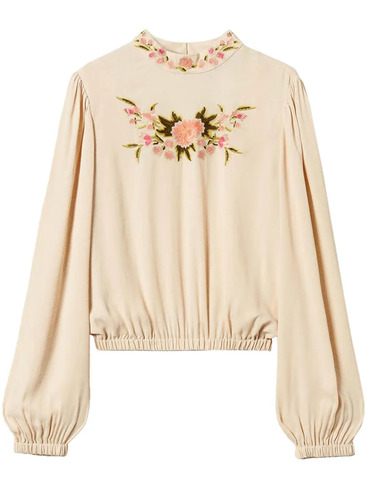 Floral-Embroidered Blouse