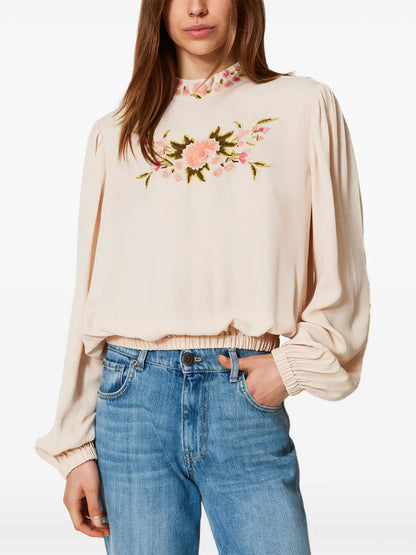 Floral-Embroidered Blouse