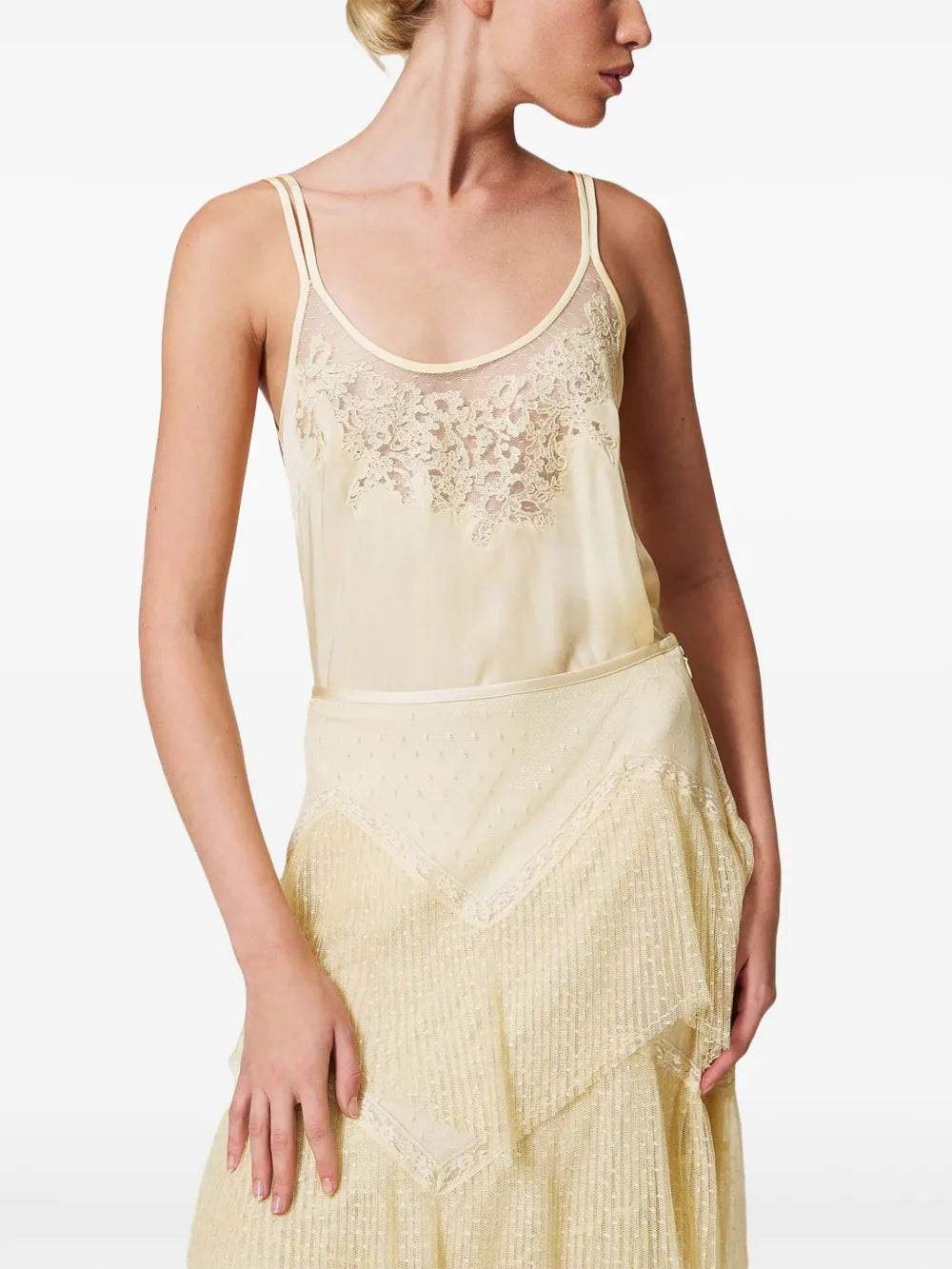 Embroidered Satin Top