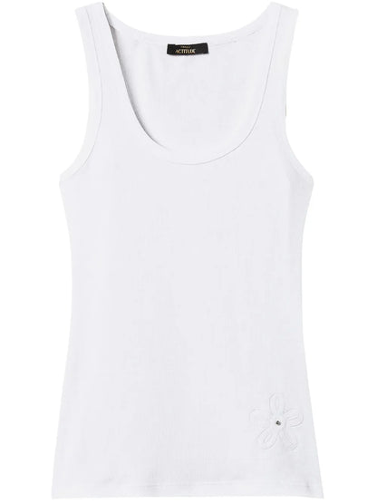 Rhinestone-Embellished Ribbed Top