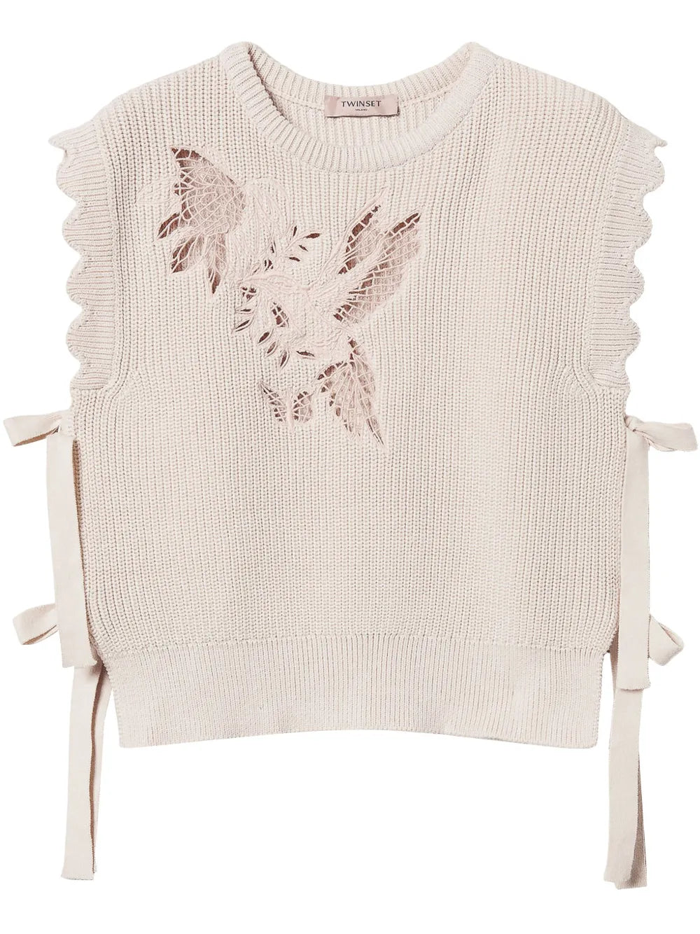 Embroidered Lace-Detail Top