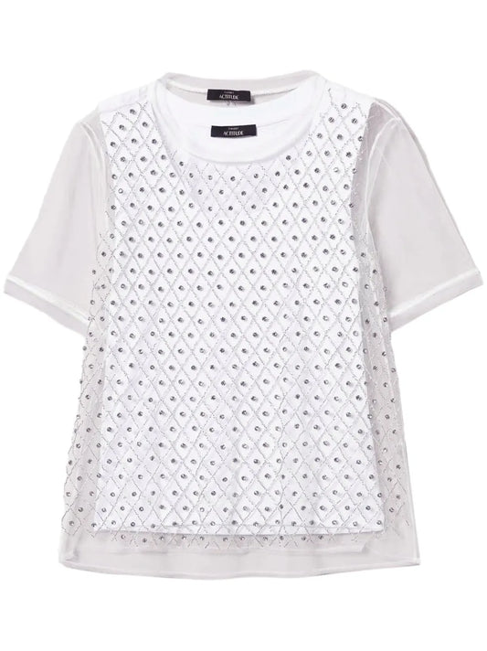 Embroidered Tulle T-Shirt