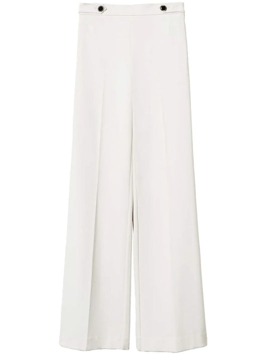 Button-Detail Wide-Leg Trousers