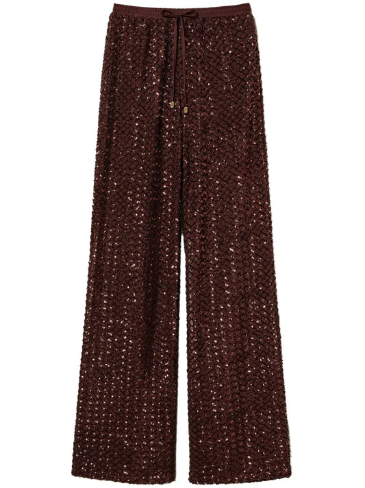 Sequinned Wide-Leg Trousers