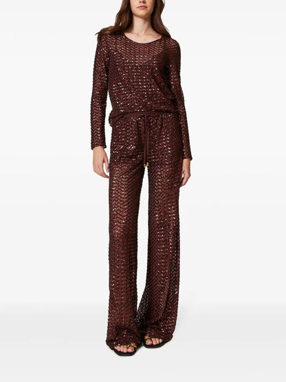 Sequinned Wide-Leg Trousers