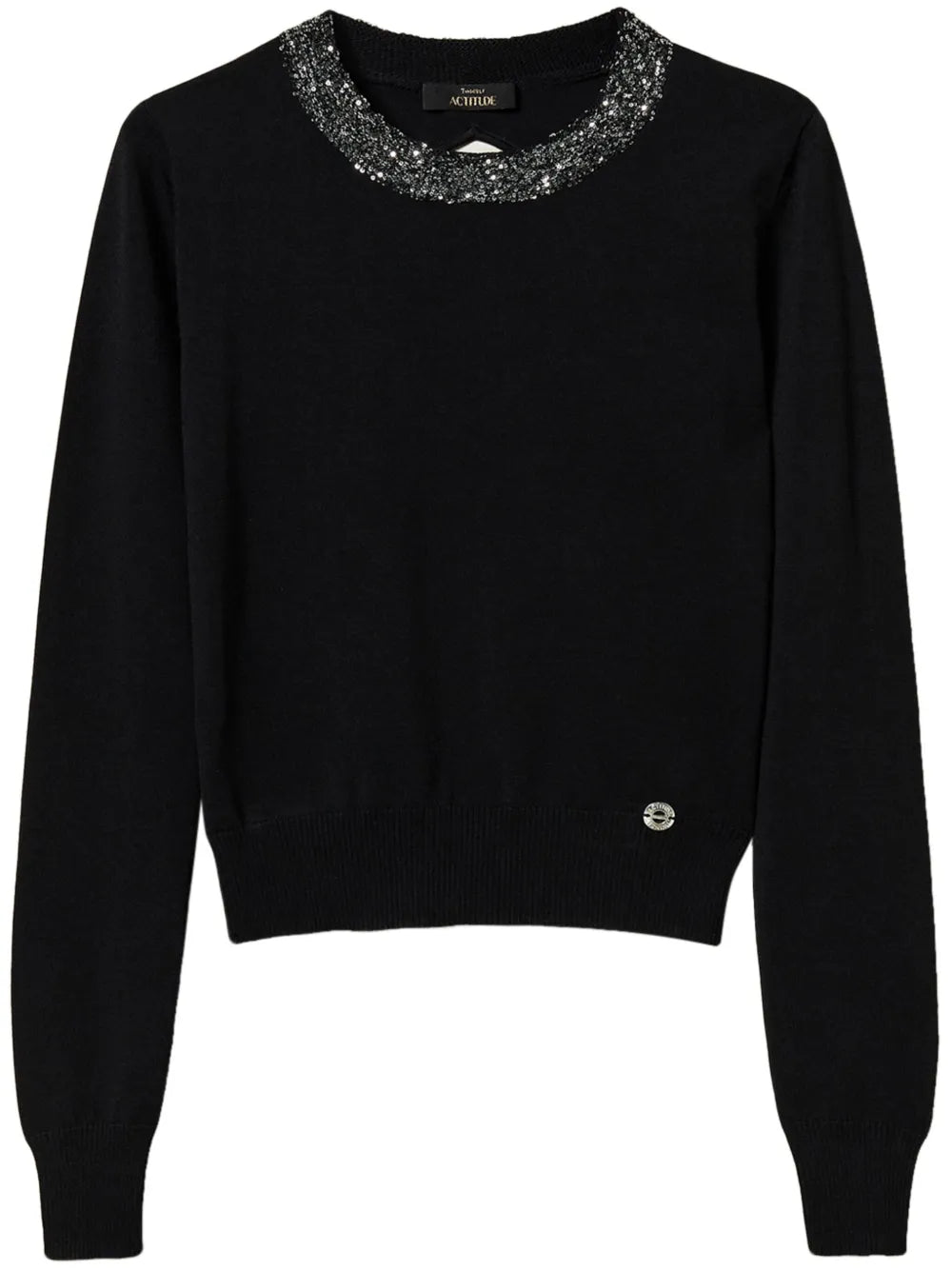 Sequin-Embellished Fitted Jumper