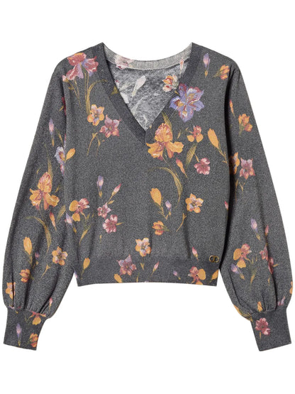 Floral-Print Sweater
