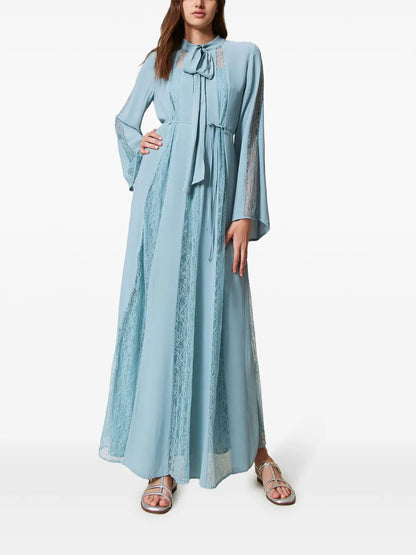 Lace-Detail Crepe Maxi Dress