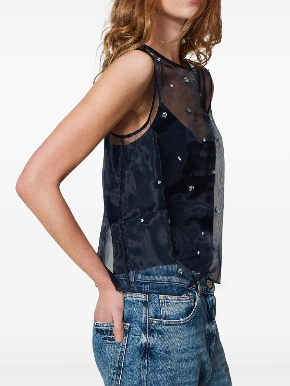 Embroidered Organza Top