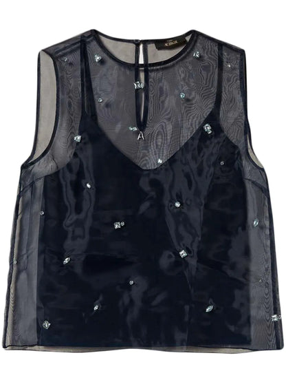Embroidered Organza Top