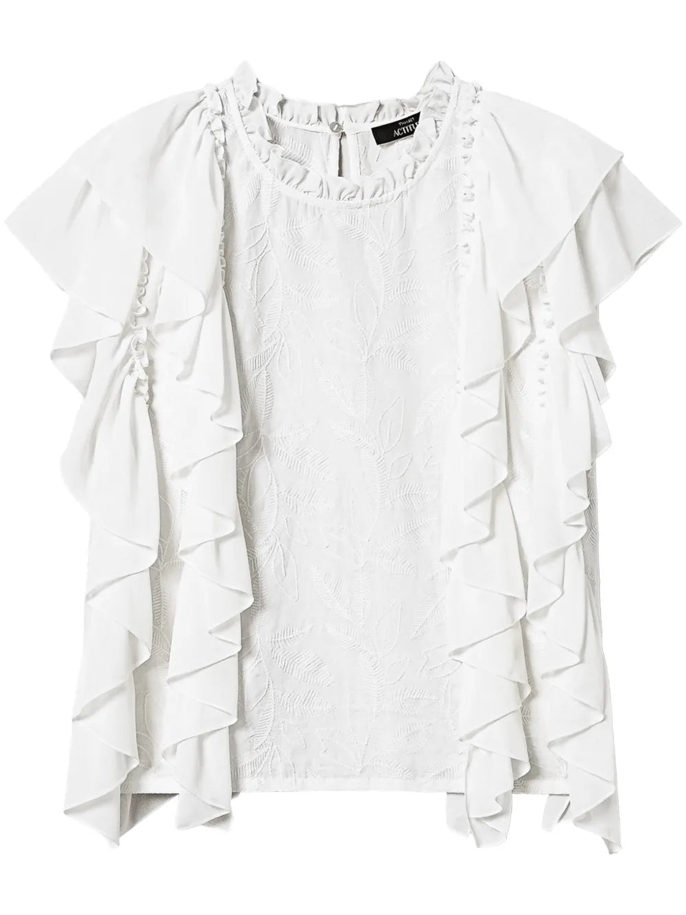 Embroidered Ruffled Blouse