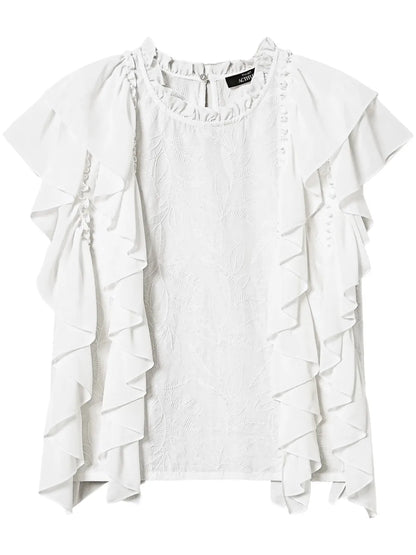 Embroidered Ruffled Blouse