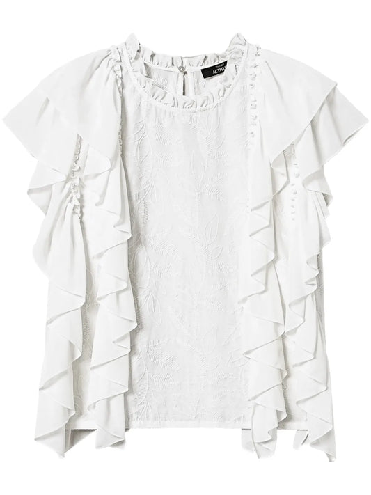 Embroidered Ruffled Blouse