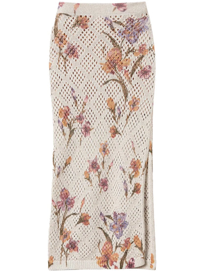 Floral-Print Midi Skirt