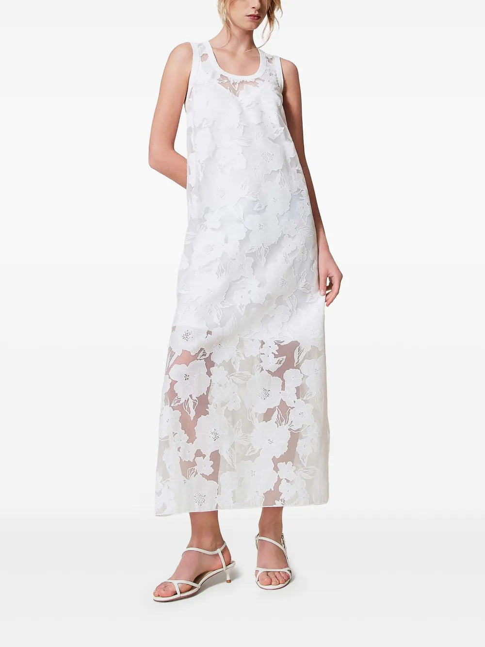 Floral-Embroidered Organza Dress