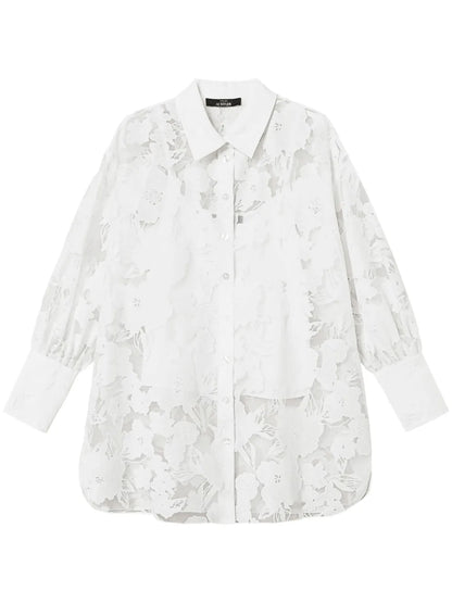 Fil-Coupé Effect Organza Shirt