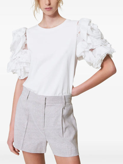 Organza-Sleeve T-Shirt