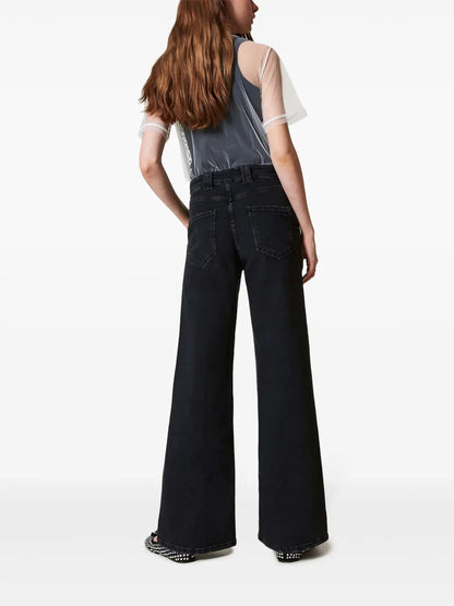 Pressed-Crease Wide-Leg Jeans