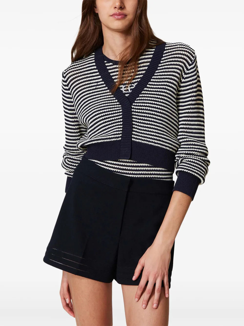 Striped Oval T Cardigan