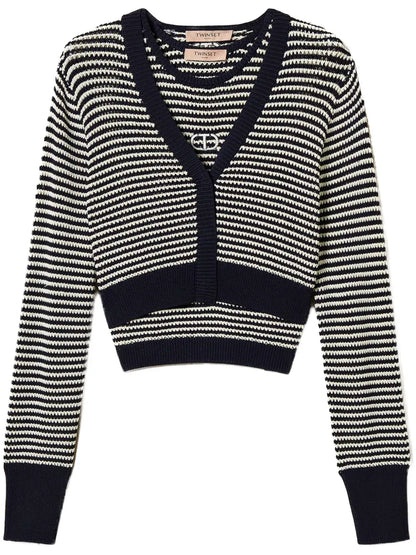 Striped Oval T Cardigan