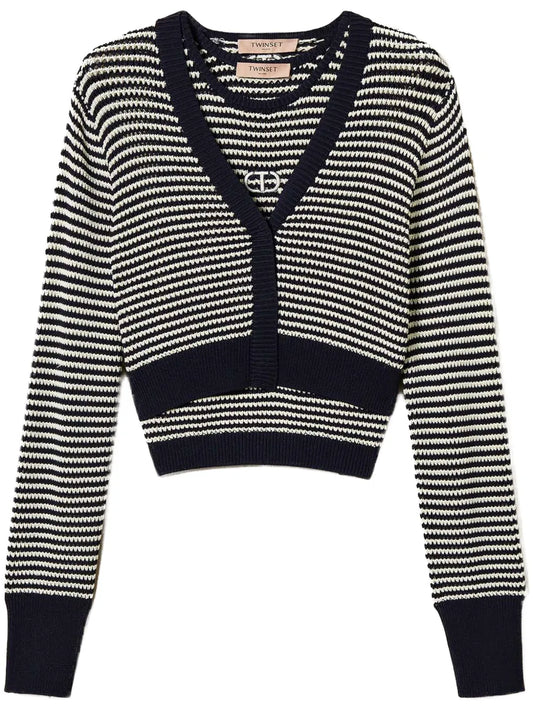 Striped Oval T Cardigan
