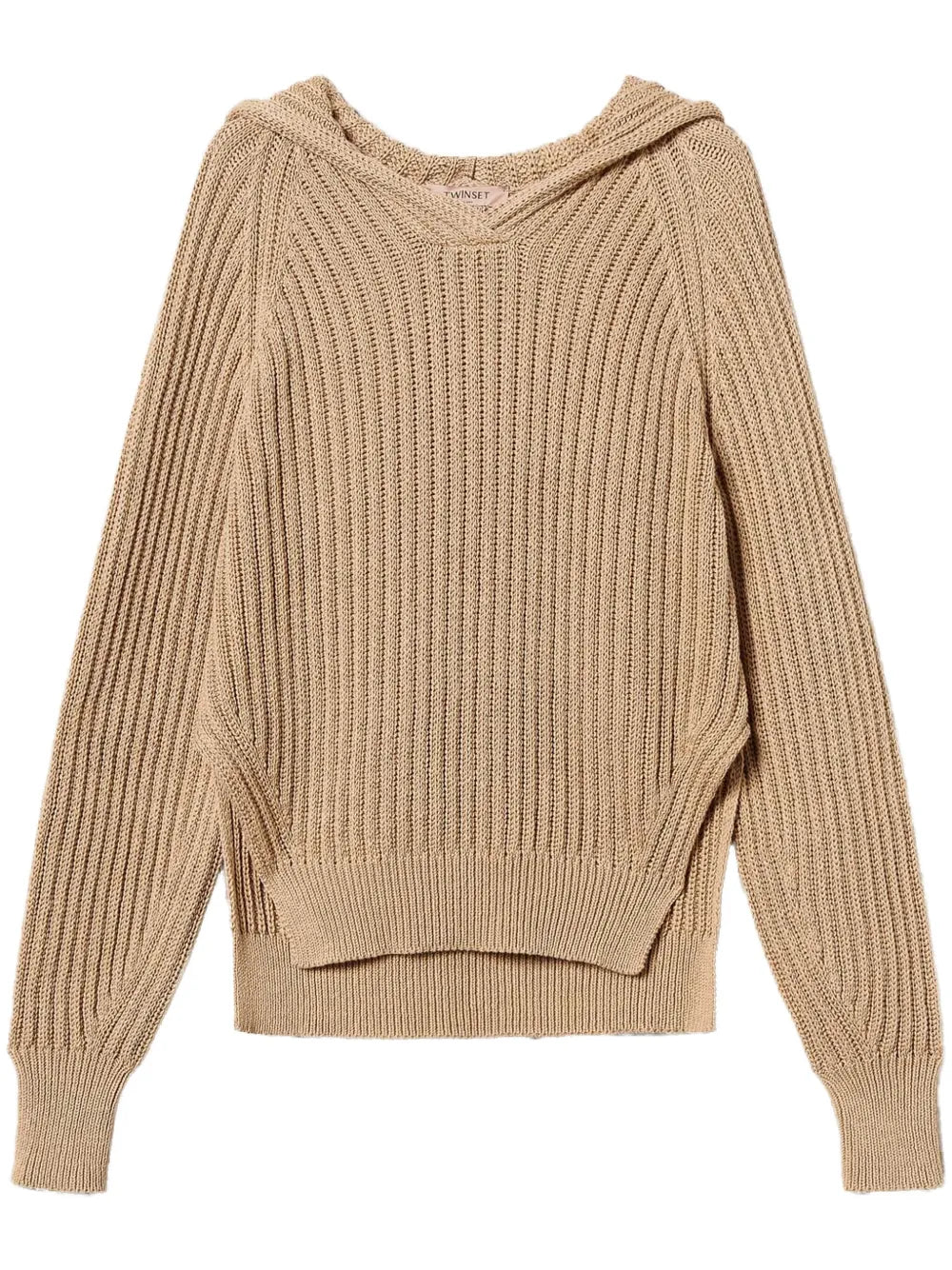 Hooded Ribbed-Knit Sweater