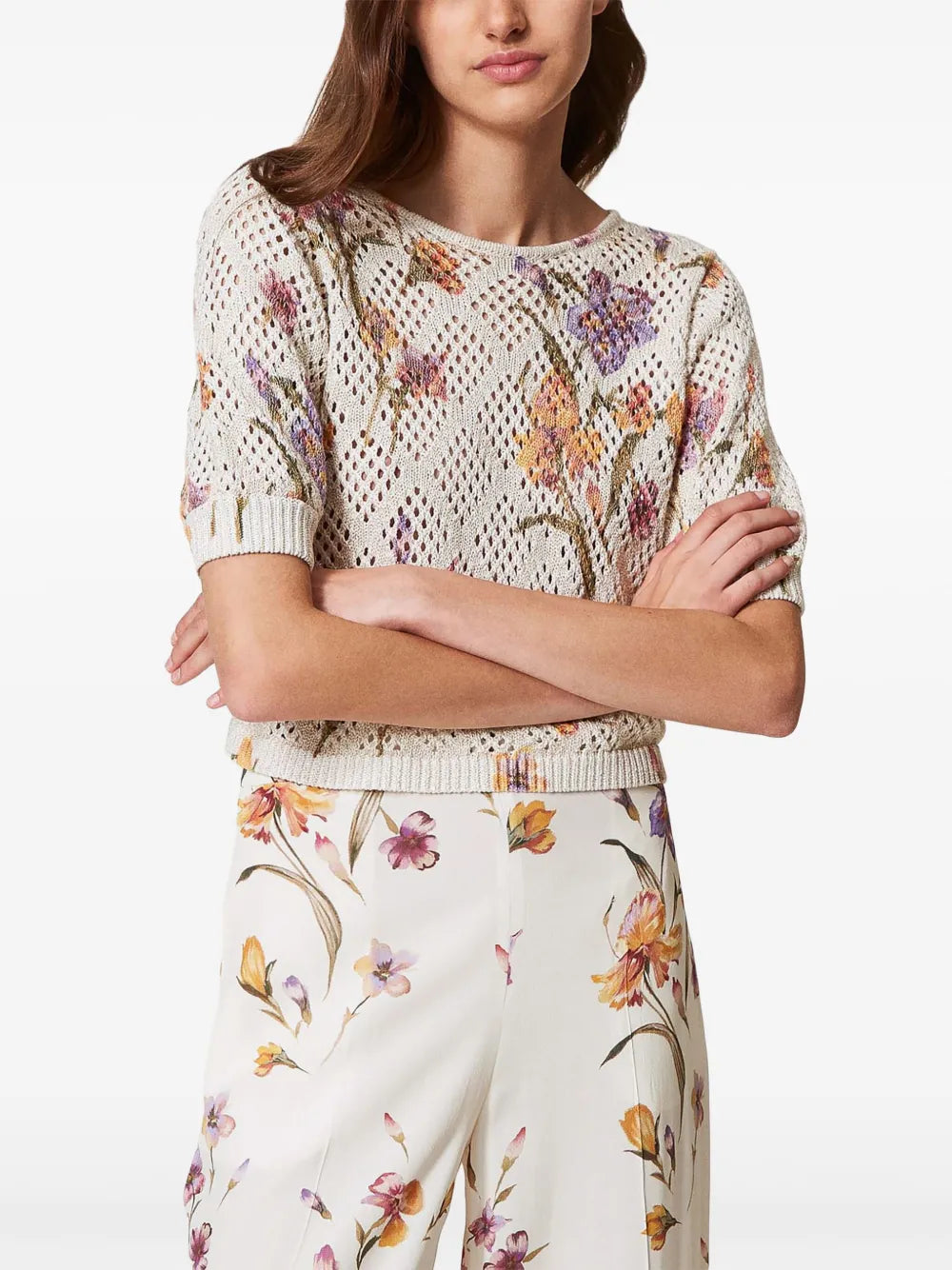 Floral-Print Sweater