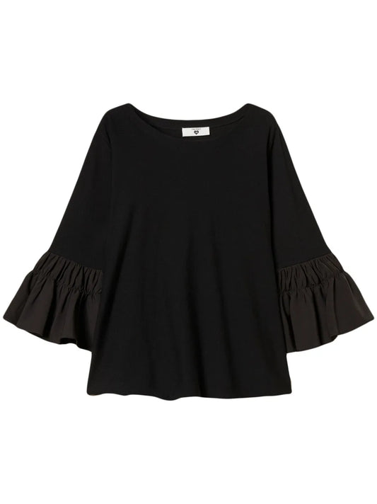 Flounce-Sleeves Sweater