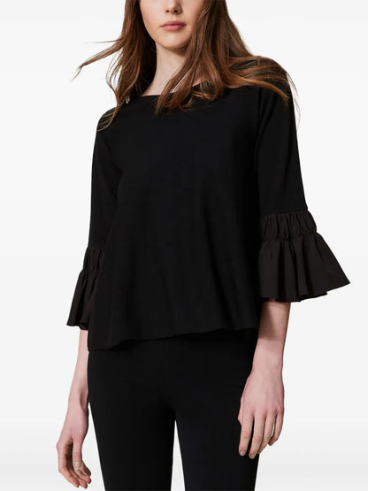 Flounce-Sleeves Sweater